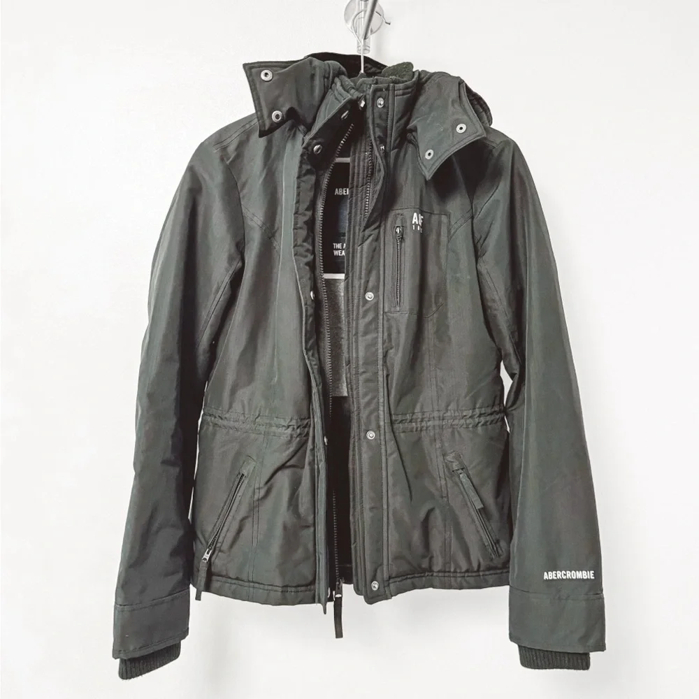 Abercrombie + Fitch All Season‎ Weather Fall Warrior Hooded Jacket Black Large